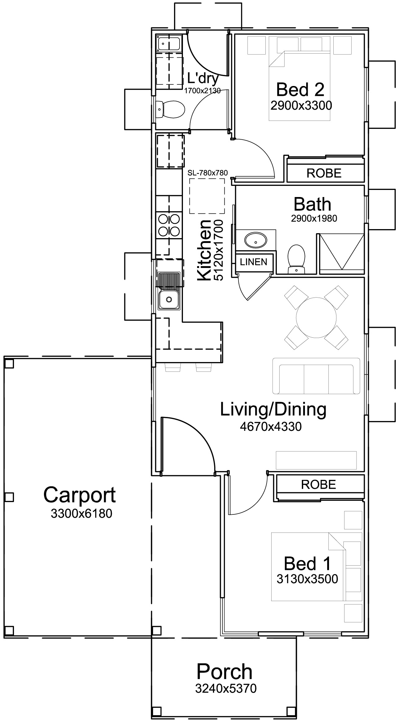 Narrow Granny Flats Designs - P J Cook Building